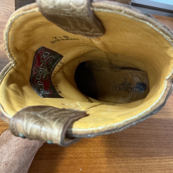 Old Gringo Women Brown Leather Animal Print Croc Studded Cowgirl Boot 7.5 - Picture 9 of 12